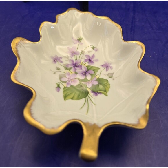 Limoges Other - Trinket Dish Chamart Limoges France Hand Painted Violets 1940. B#24